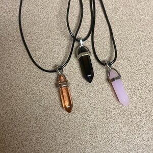 2/$20 bundle and save Crystal Point Pendant Necklace - Black, Rose Pink & Amber